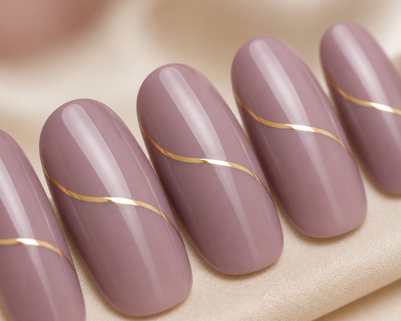 Muted Mauve Gold Line
