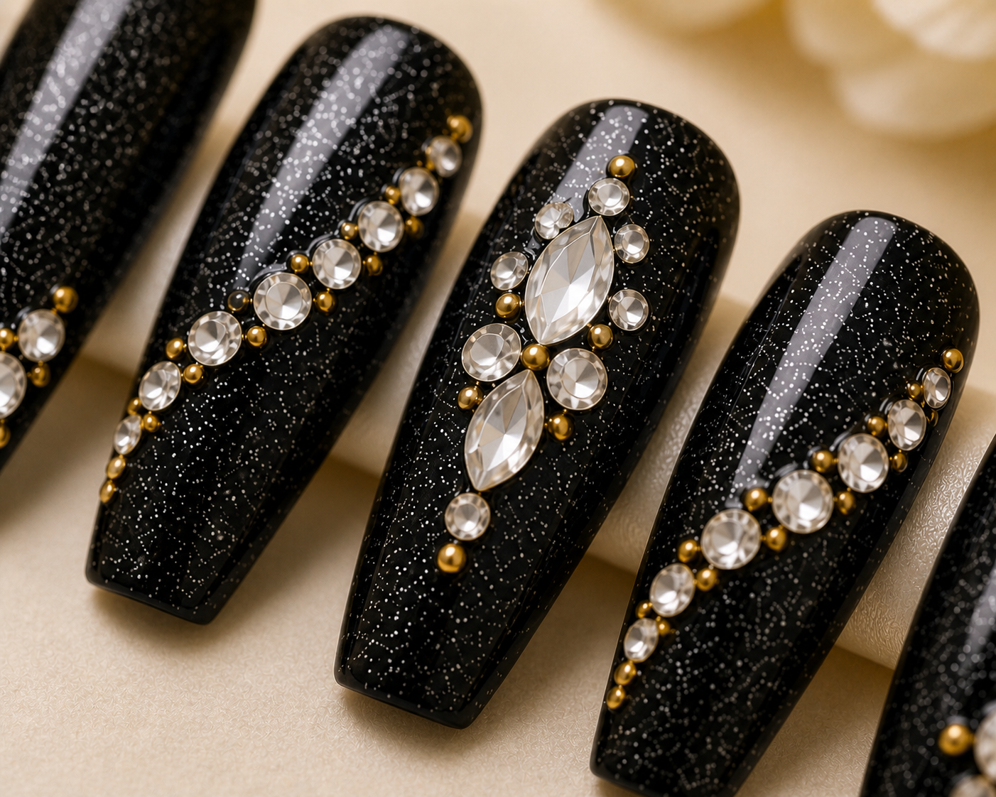 Midnight Crystal Noir Nails