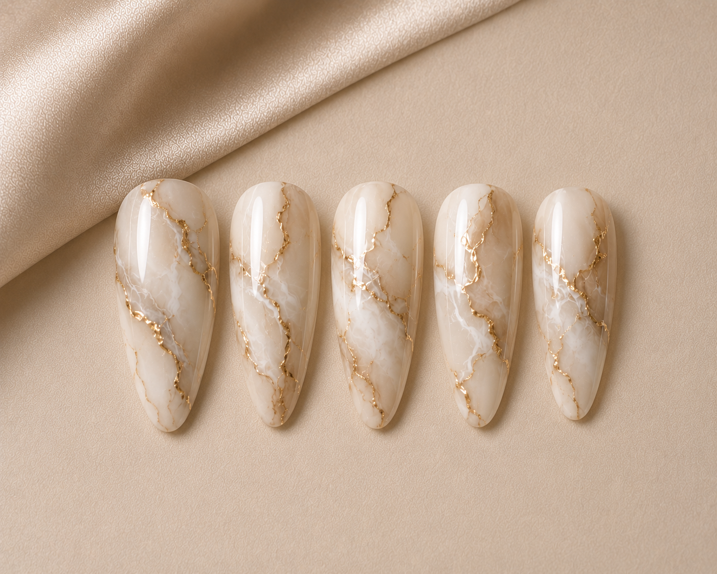 Ivory Luxe Marble Nails