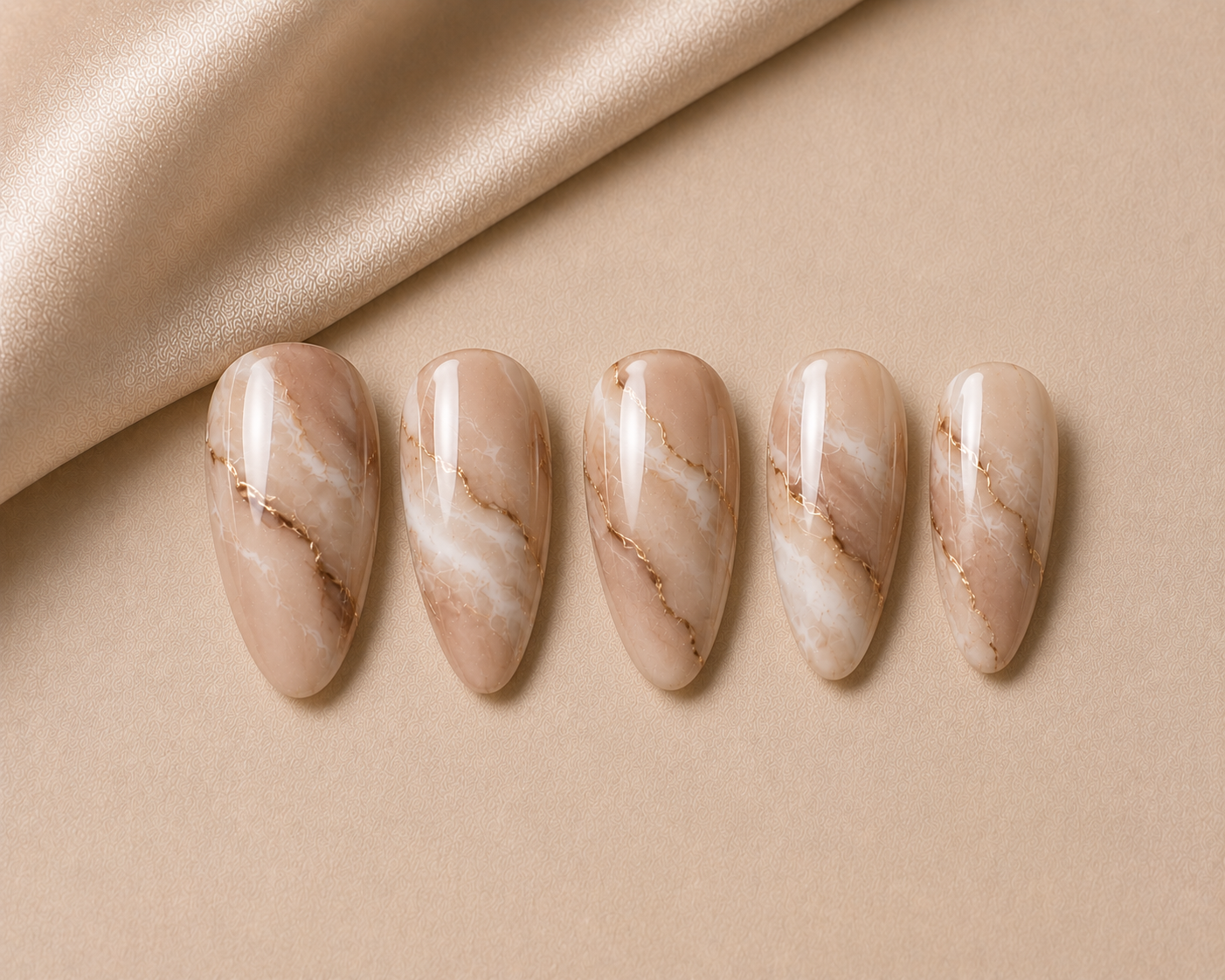 Latte Marble Everyday Nails