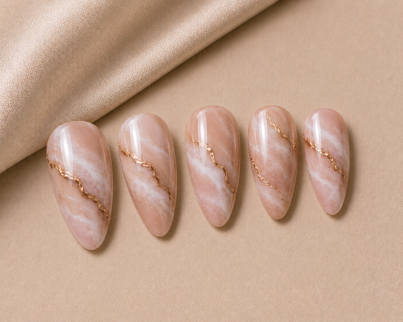 Cloud Blush Marble Nails