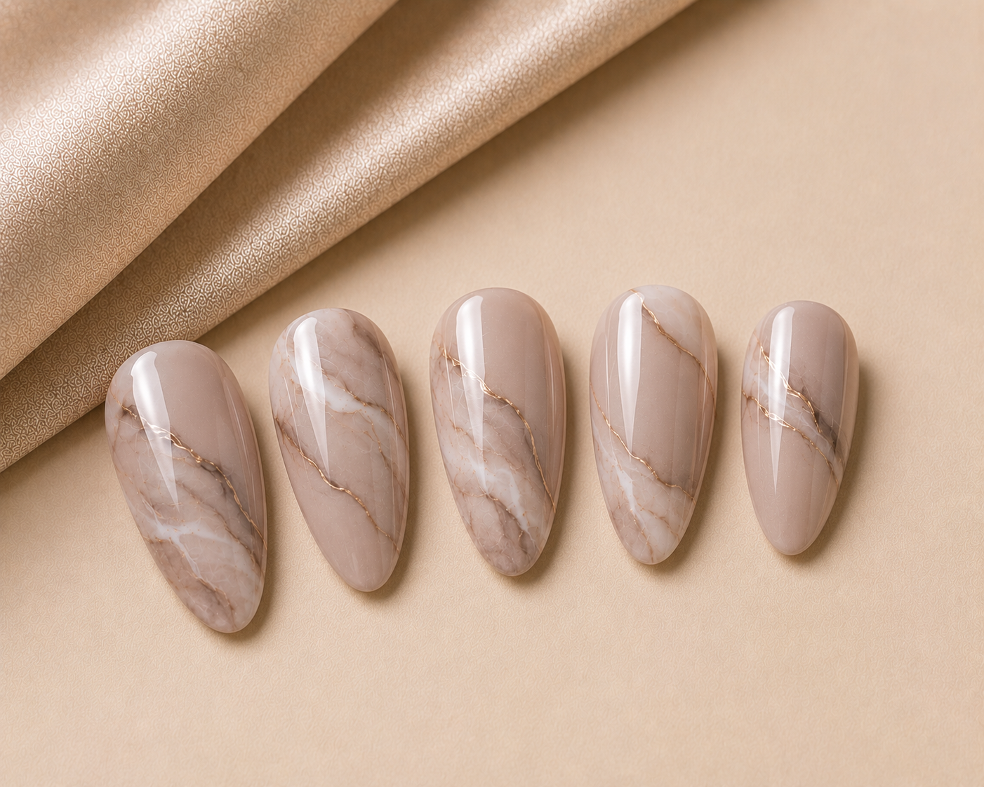 Soft Taupe Marble Nails