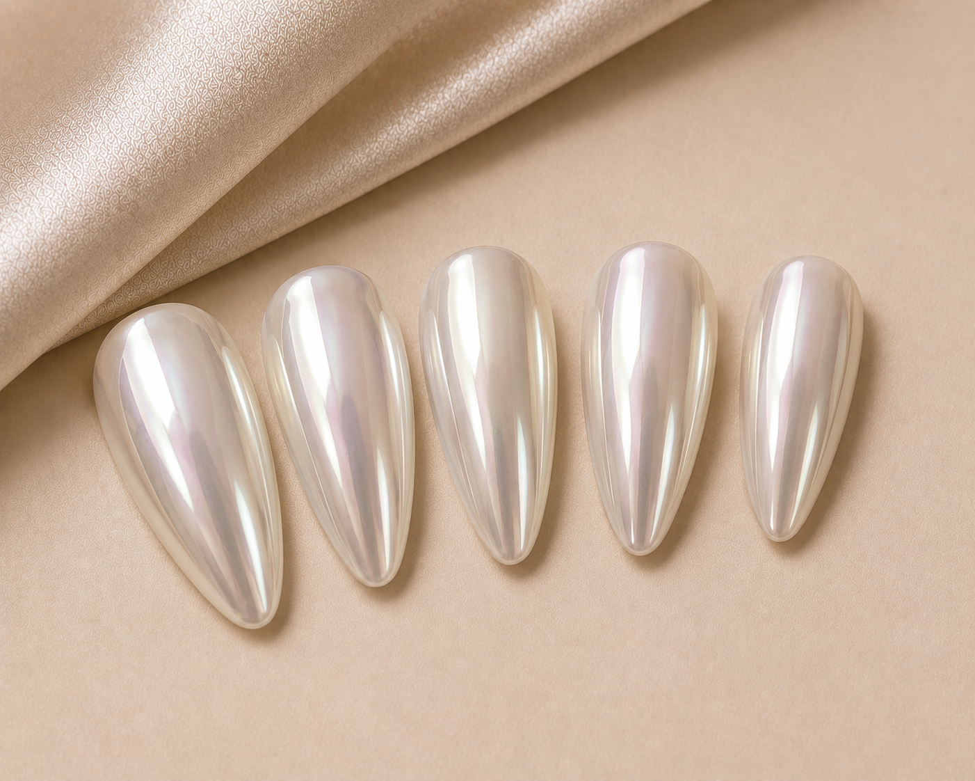 Pearl Chrome Bridal Nails