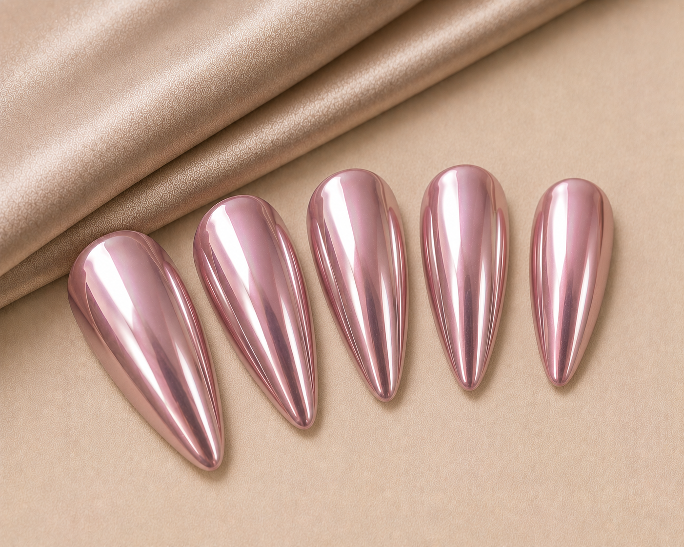 Glazed Rose Chrome Nails