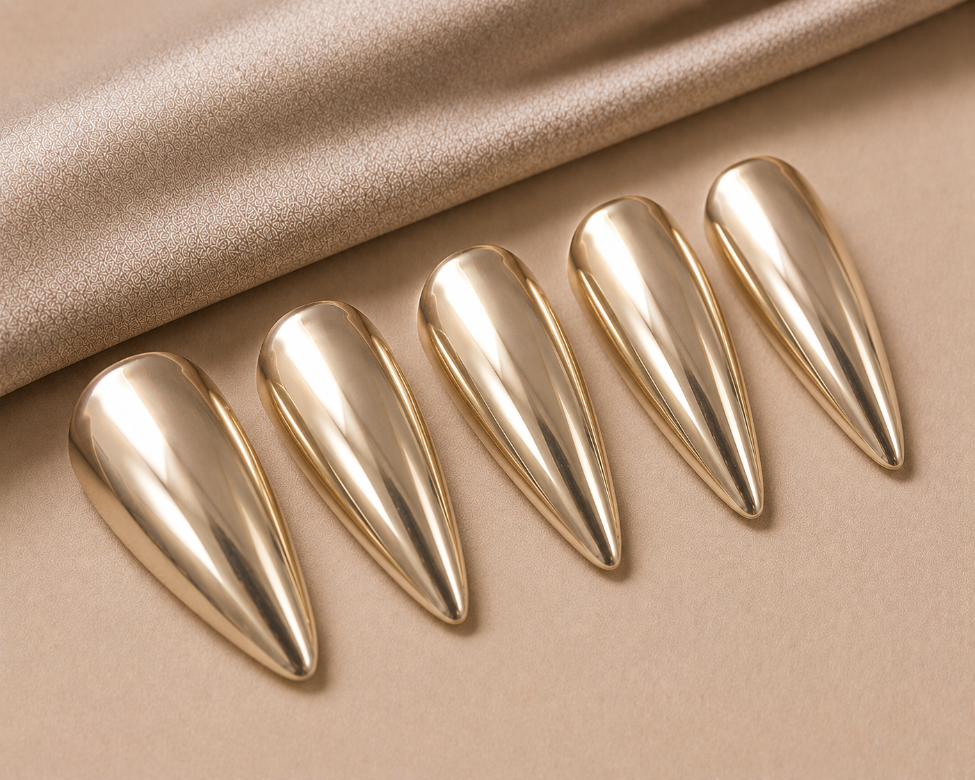 Champagne Mirror Chrome Nails
