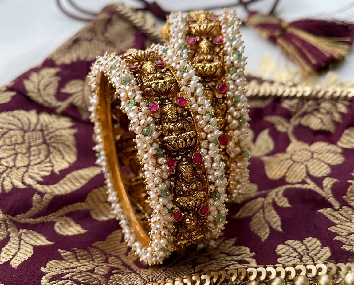 Devika Antique Nakshi and Moti Kada Set
