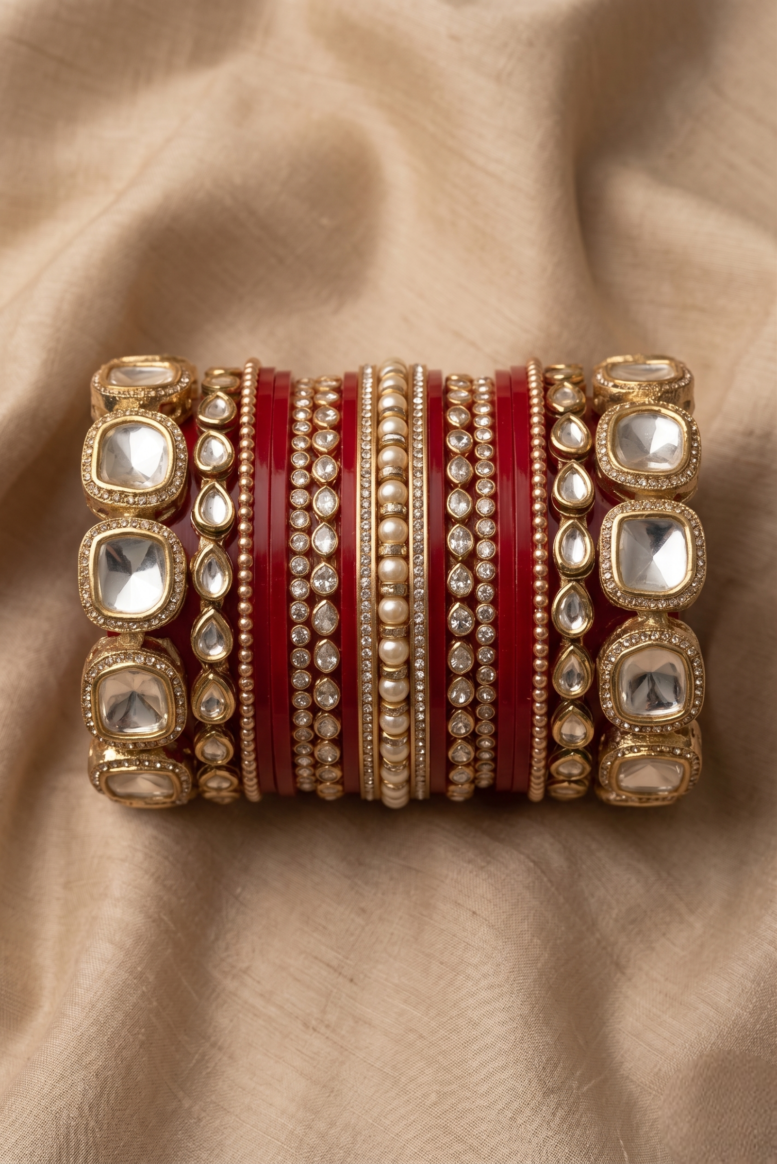 Crimson &amp; Kundan Bridal Stack