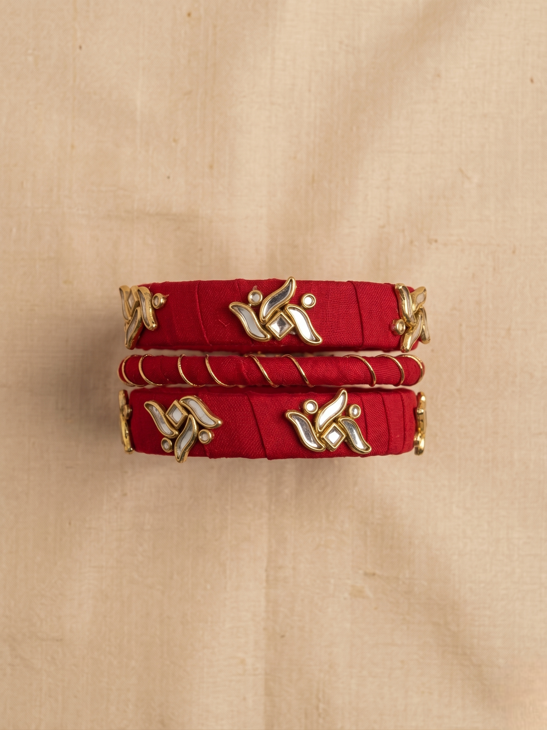 Royal Crimson &amp; Kundan Festive Stack Set