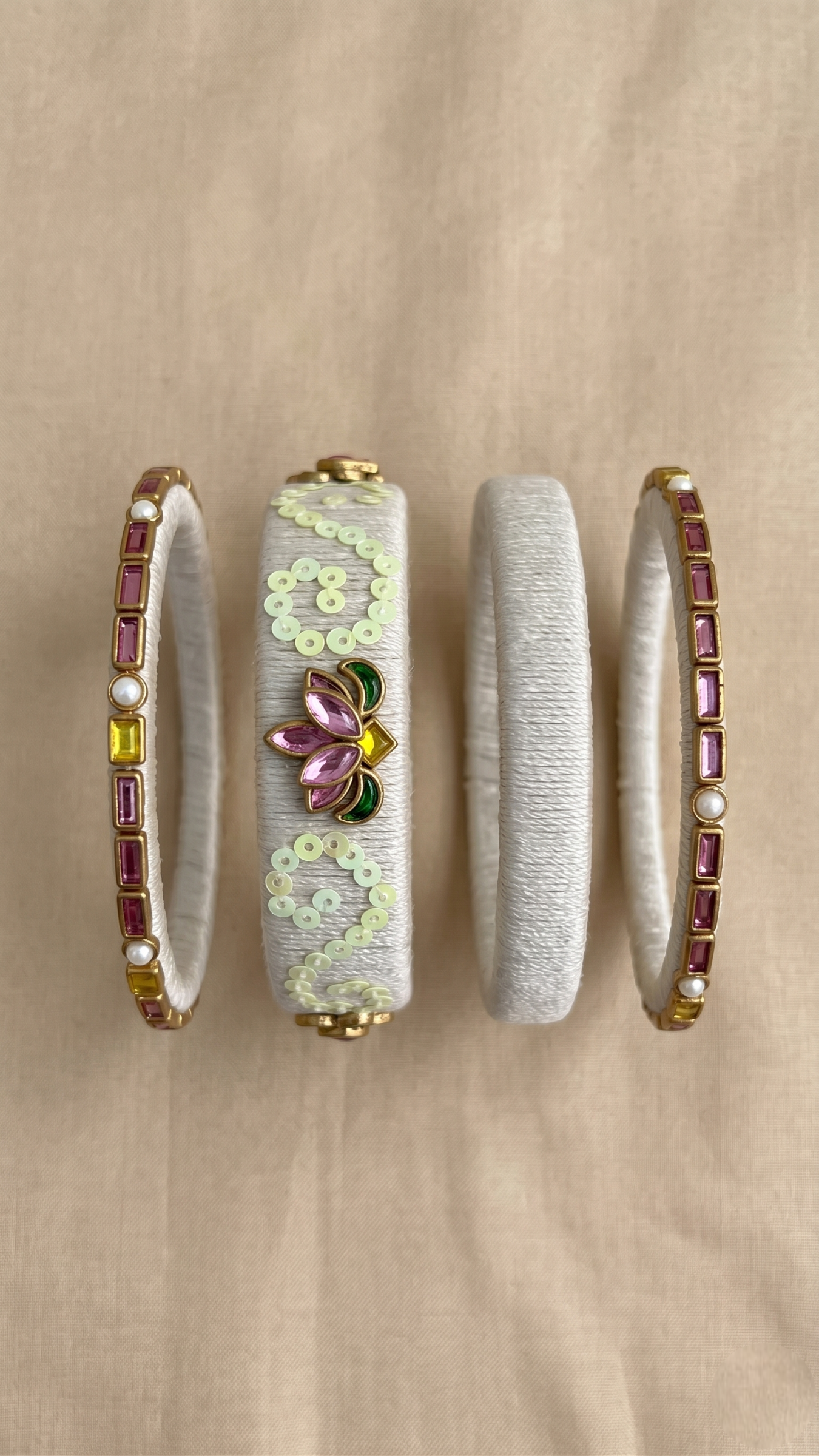 Ivory Silk Bangle Set