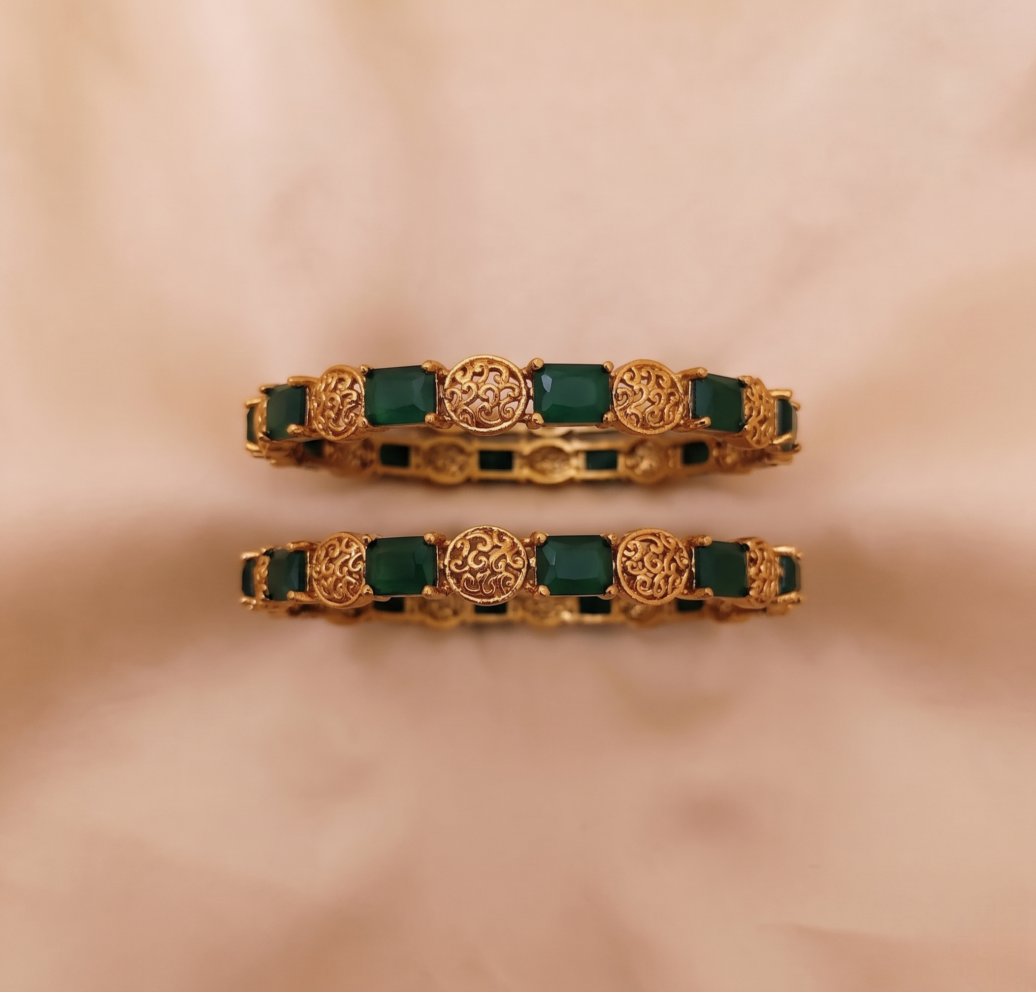 Royal Emerald Filigree Bangles