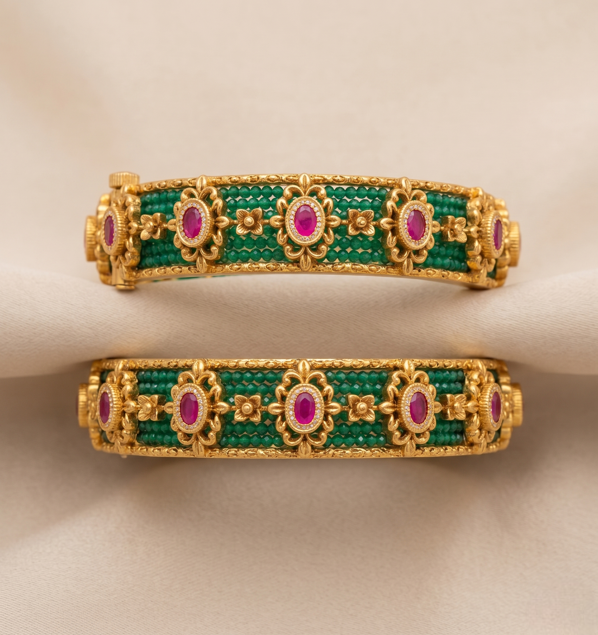 Ruby Emerald Bangle Pair