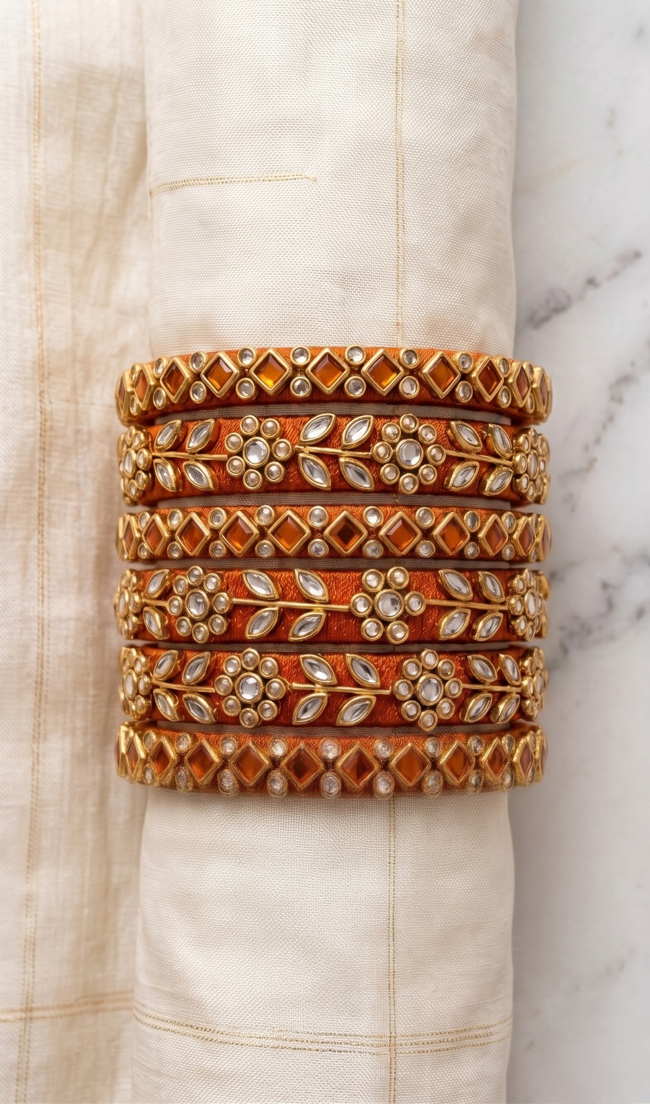 The Emerald Silk &amp; Kundan Bangle Set