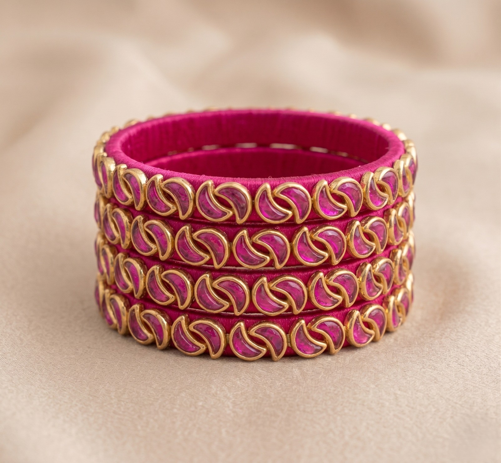 Fuchsia Silk and Kundan