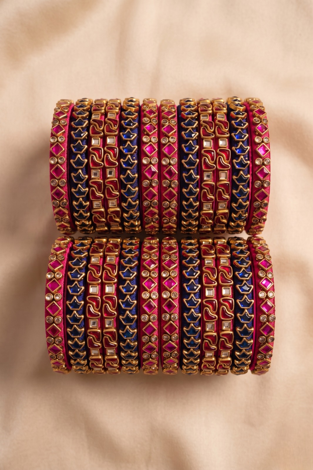 The Royal Silk &amp; Kundan Stacker Set