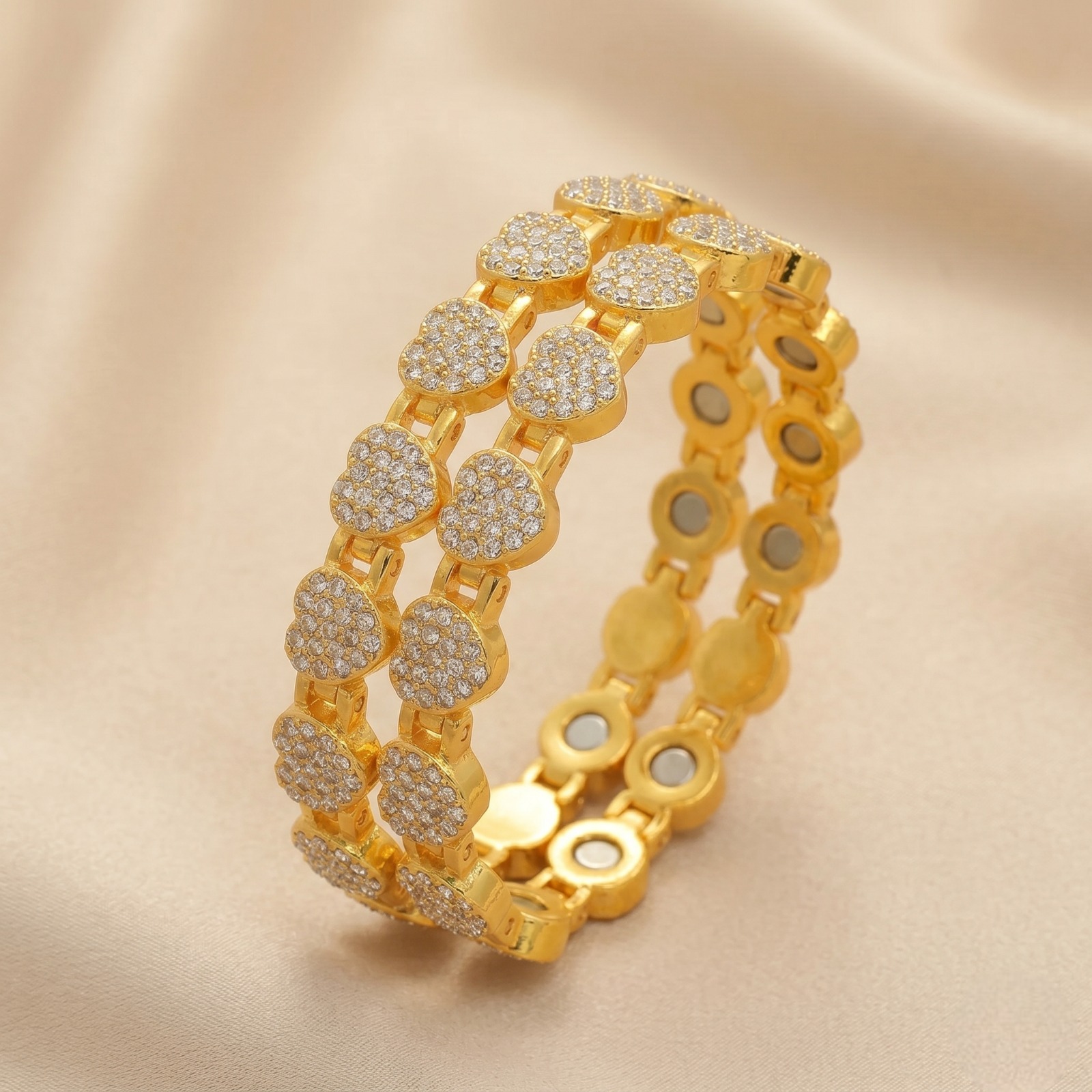 Aethel's Heart Kundan Bangle Set