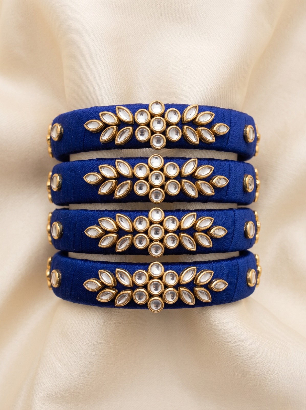 Azure Kundan Silk Bangle Set